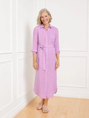 Talbots Cross Dyed Linen Shirtdress NO BELT